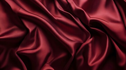Obraz premium 40. A soft and shiny burgundy red silk satin curtain, draped beautifully with ruffled edges, perfect for a romantic festival or elegant occasion