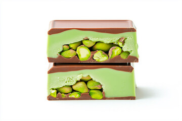 Slices of different types of chocolate with nuts and milk, splashes, for your design and package