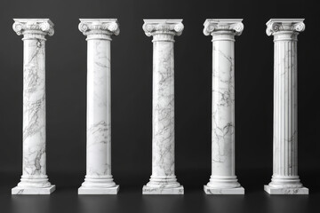 Classic marble columns arranged in a linear formation