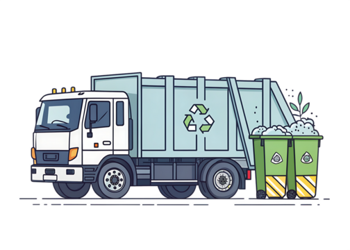 garbage trash truck clipart illustration isolat background white - Powered by Adobe