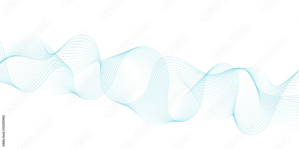 Aufkleber Smooth wave abstract vector background layout design.background image with dynamic curves.Abstract blue futuristic blend waves lines technology background and sound wave lines on white background.	