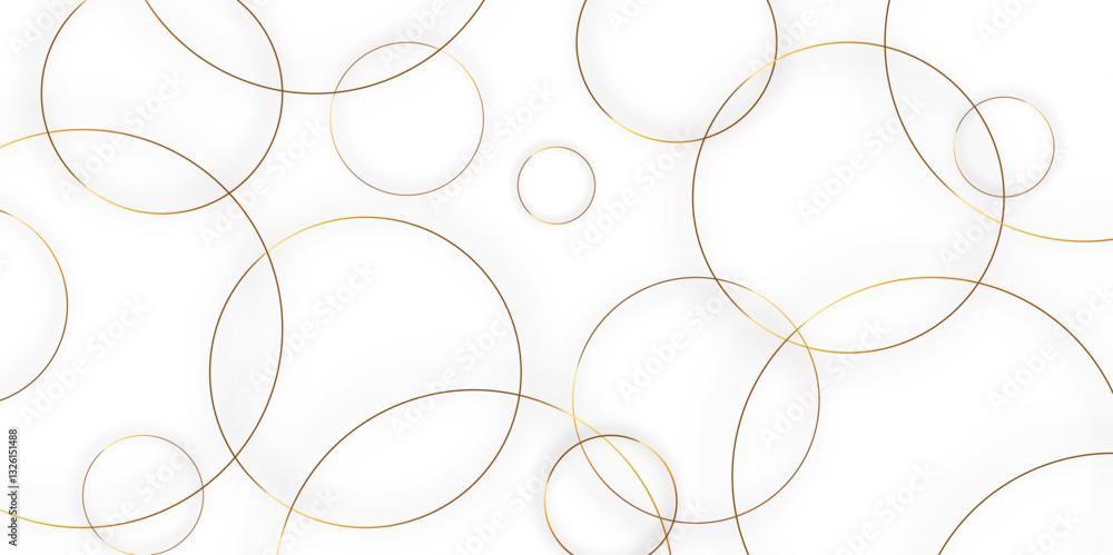 Aufkleber Abstract background golden circle stock line background. abstract artistic of geometric background Gold circles abstract seamless vector pattern. Minimal style white website banner, decoration Vector.