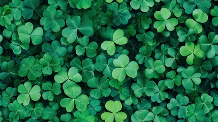 Seamless pattern with Lush green clovers background