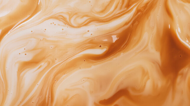 Creamy coffee swirl texture in overhead abstract design