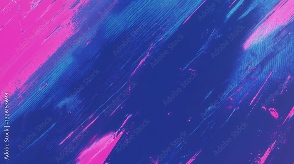 Poster abstract lo-fi printer texture with vibrant brush strokes and cut marks
