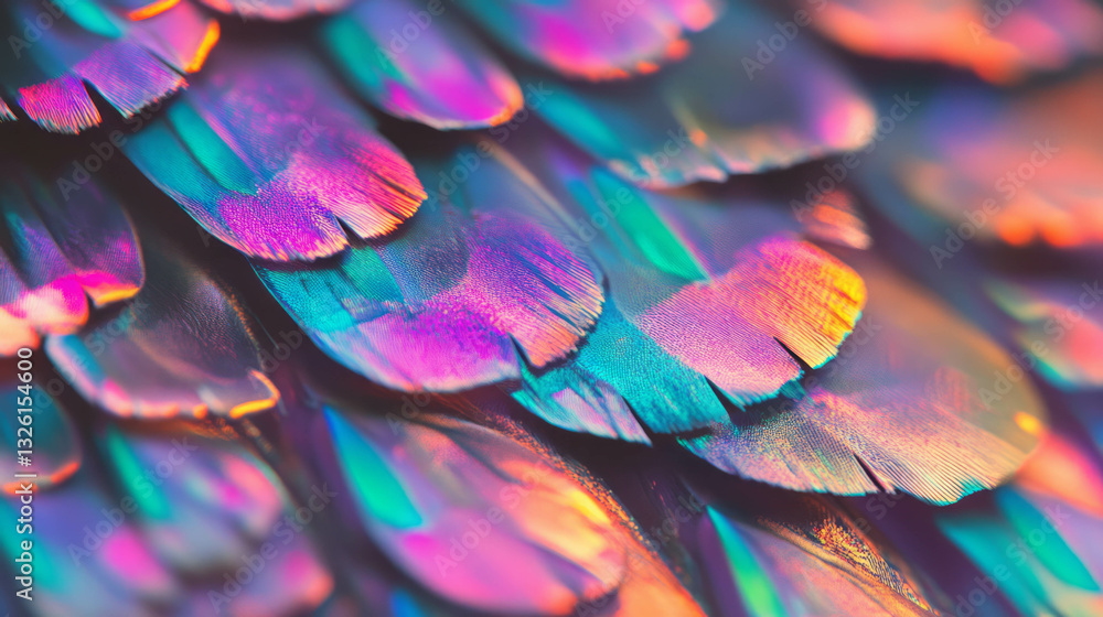 Poster Vibrant macro shot of butterfly scales highlighting textured patterns