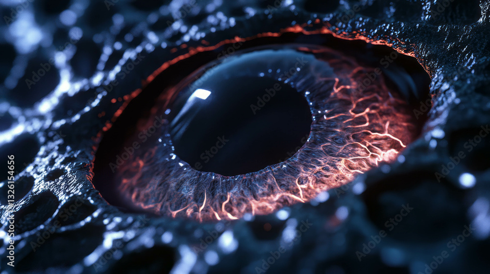 Poster Intricate macro shot of eye texture with vivid details and patterns for creative design