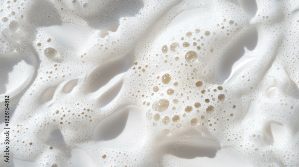 Poster Close-up of foamy bubbles and textured surface for abstract background and design