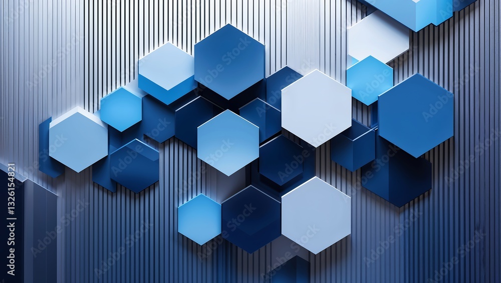 Poster background with layered hexagons and vertical line textures, symbolizing stability and innovation