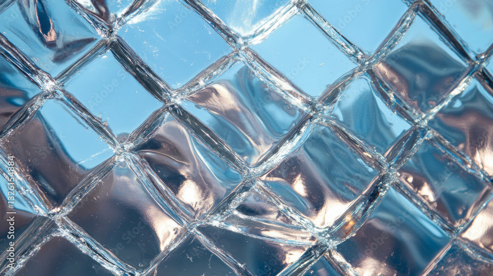 Poster Macro shot of glass surface texture with reflective patterns for modern design