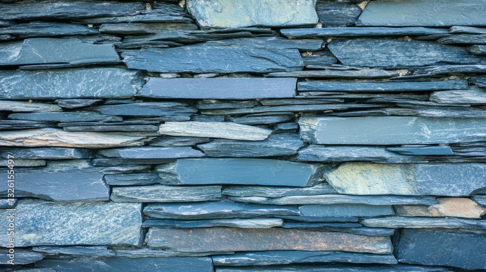 Poster Macro shot of stone wall with layered texture patterns for natural design elements