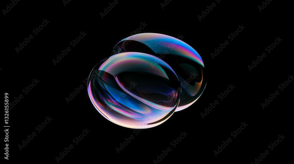 Fototapete minimalist abstract composition with distorted transparent spheres and chromatic reflections