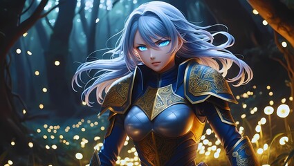 Epic Fantasy Female Warrior in Mystic Battle Armor
