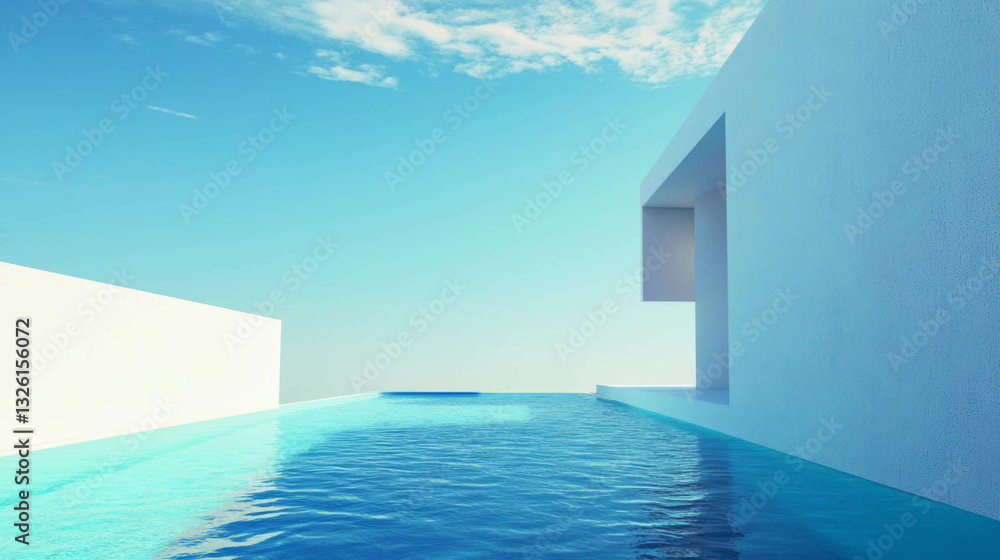 Poster Minimalistic futuristic pool design with clean modern architecture