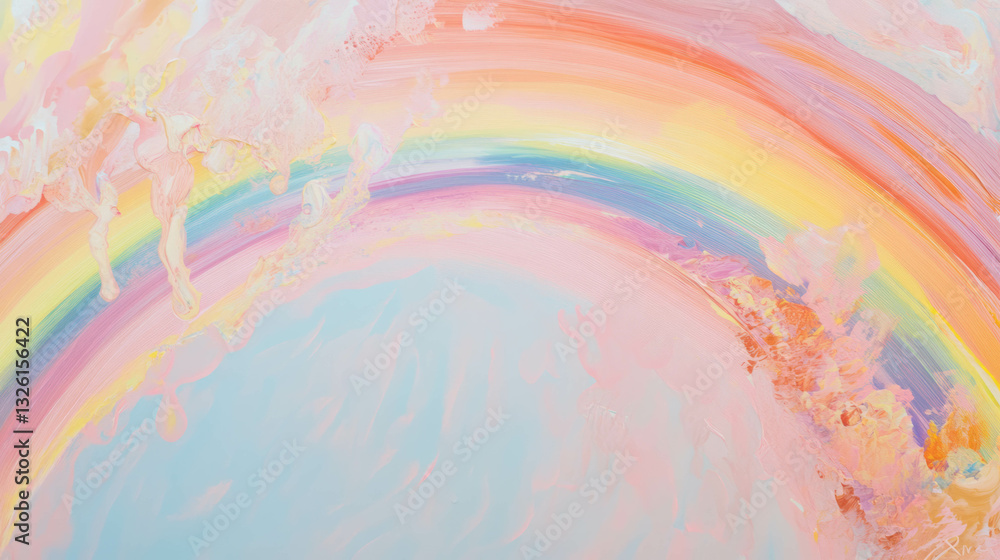 Poster abstract rainbow arc with pastel colors and chaotic patterns for creative design