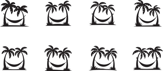Hammock with Palm Trees Vector Illustration for Tropical Relaxation and Vacation Design