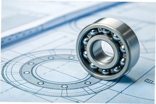 behavioral+patterns, Close-up View of a Metal Bearing on Engineering Blueprint for Mechanical Design and Precision Parts Used in Machinery and Equipment