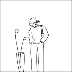 Aestetic girl doodle simple hand drawn illustration