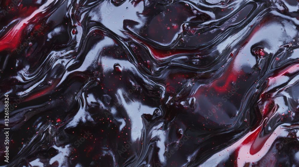 Poster Rich texture and depth of blackberry jam with abstract chaos design