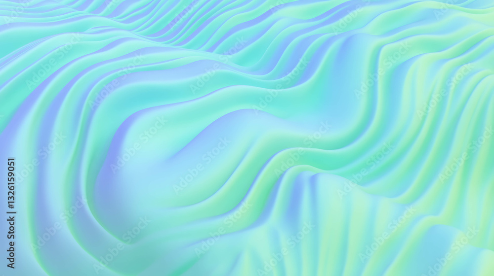 Poster Abstract blue and green gradient texture with wavy patterns for modern design