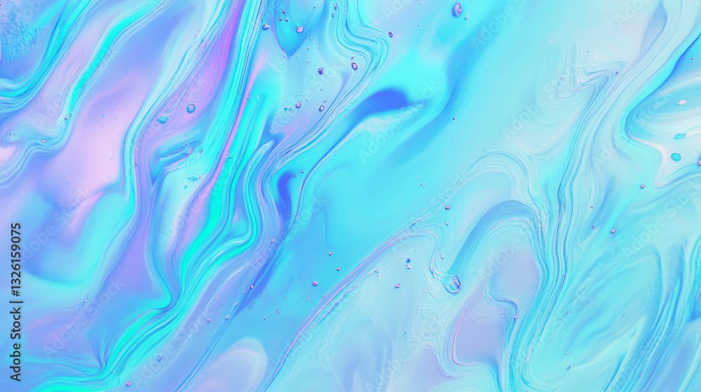 Poster Abstract blue and green gradient texture - minimal flowing design for backgrounds