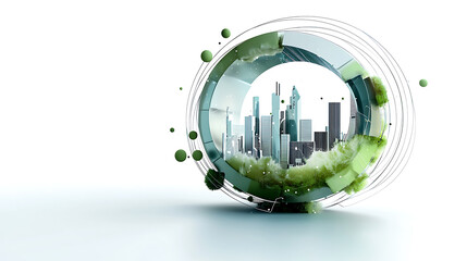 Urban innovation showcase futuristic cityscape digital art modern environment abstract viewpoint sustainability concept