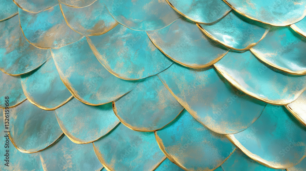 Poster elegant brass and patina textured pattern with scaled chaos design