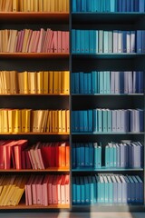 Fototapeta premium A bookshelf filled with various colorful books