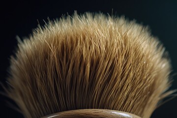 Close up view of a brush with a wooden handle, suitable for use in still life or product photography