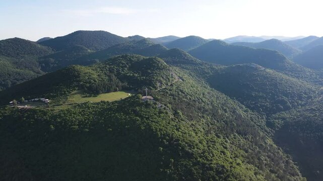Amazing Aerial view of Balkan Mountains near Okolchitsa peak, Bulgaria