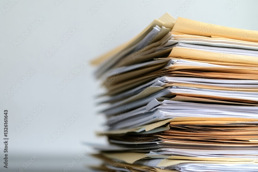 Poster papers stacked on a table