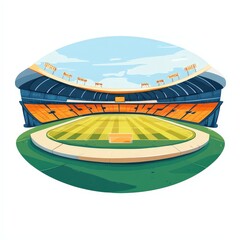 Grand Football Stadium Packed with Cheering Fans Under the Evening Sky