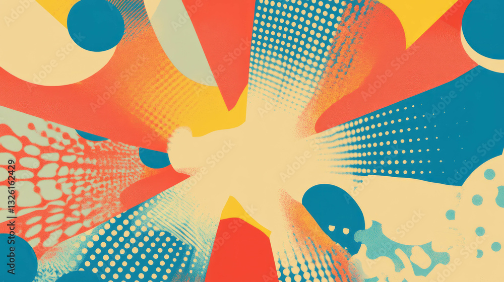 Poster Vibrant comic book texture with dynamic halftone pattern for creative design
