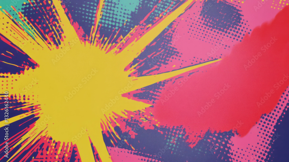 Poster vibrant comic book halftone pattern with colorful chaotic design for pop art backgrounds