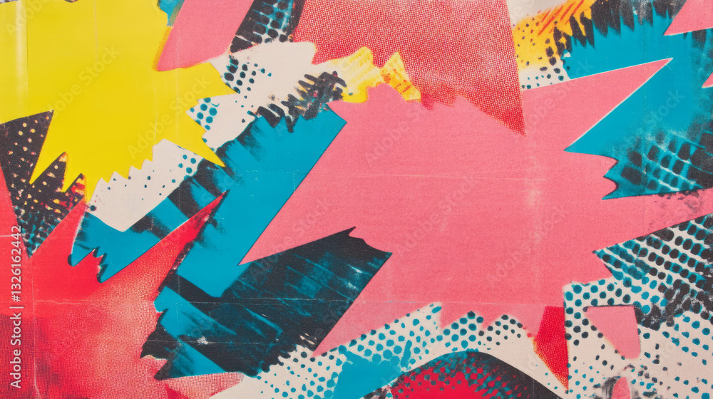 Poster vibrant comic book texture with halftone pattern and colorful chaos design for graphic projects
