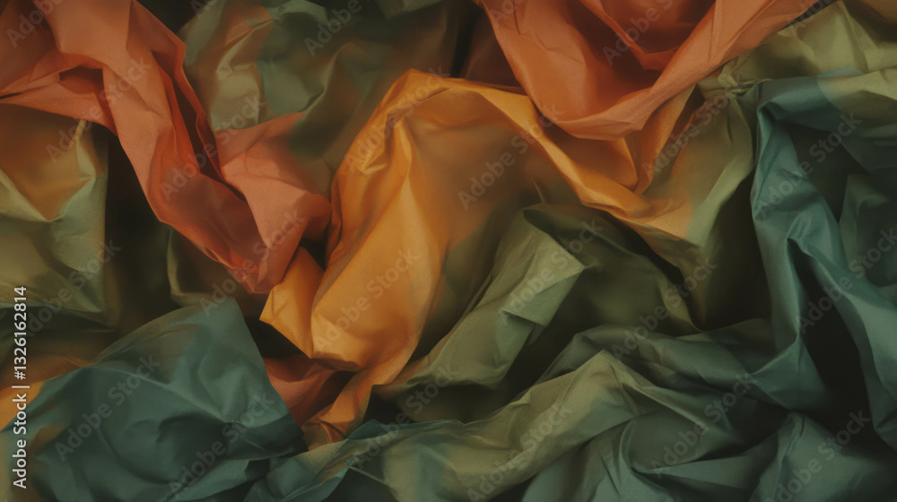Poster vibrant crumpled paper texture with wrinkles and colorful chaos for creative design