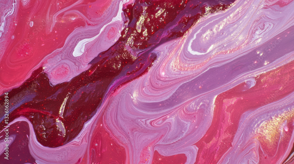 Poster Vivid swirls of currant jam texture with abstract color chaos for creative design