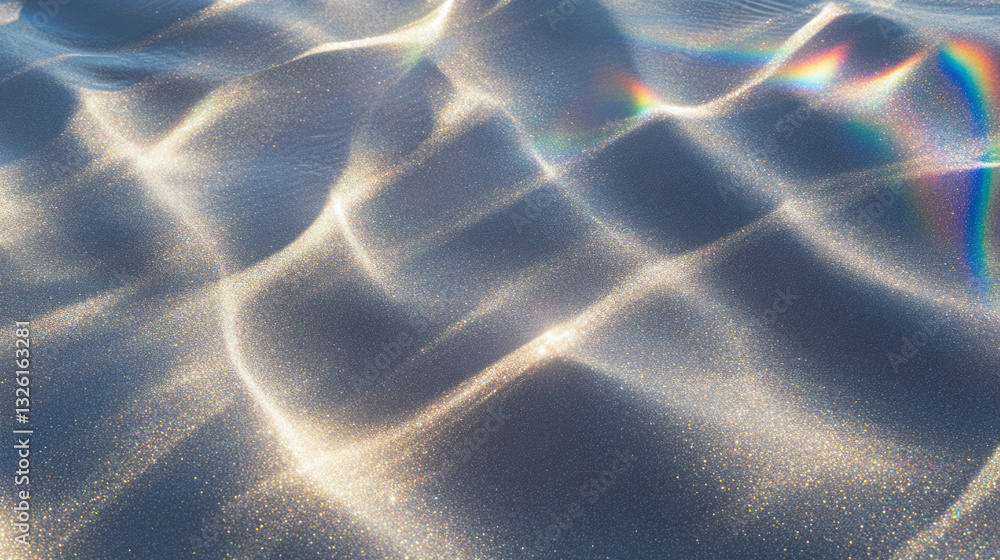 Poster ethereal diamond sand texture with rainbow light patterns for abstract design