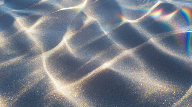 Ethereal diamond sand texture with rainbow light patterns for abstract design