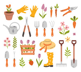 Hand-drawn gardening set, flowers