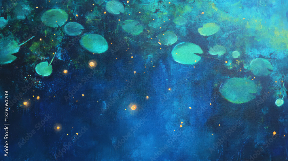 Poster enchanting dreamscape with glowing fireflies in abstract chaos