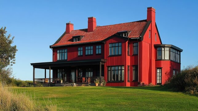 Anchers Hus: Red Architectural Building in Skagen, Denmark with Luxury Outdoor Residence