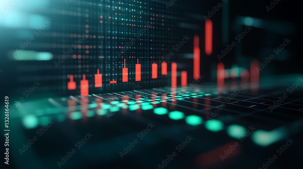 Poster abstract background of financial chart with data visualization and graphs showing market trends