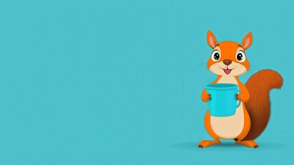 Obraz premium A cartoon squirrel explaining the importance of saving water