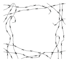 Barbed Wire Web Abstract Frames Isolated on White. Frames for text and textures concept vector art