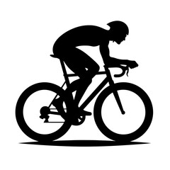 Naklejka premium Cyclist riding a racing bike silhouette