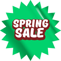 Spring sale round modern green sticker isolated on white. Green Price sticker, sale sticker, price tag, modern label, sale or discount sticker, promotional badge set, shopping label png.