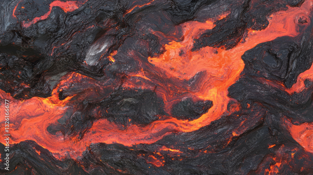 Poster fiery lava rock texture with chaotic organic patterns for creative design