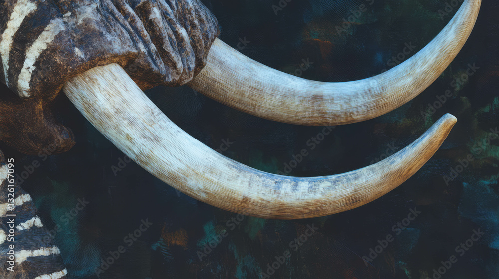 Poster close-up texture of mammoth tusk and schreger lines for natural history design