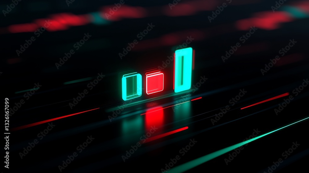 Aufkleber abstract digital background with glowing shapes in vibrant colors and futuristic design elements